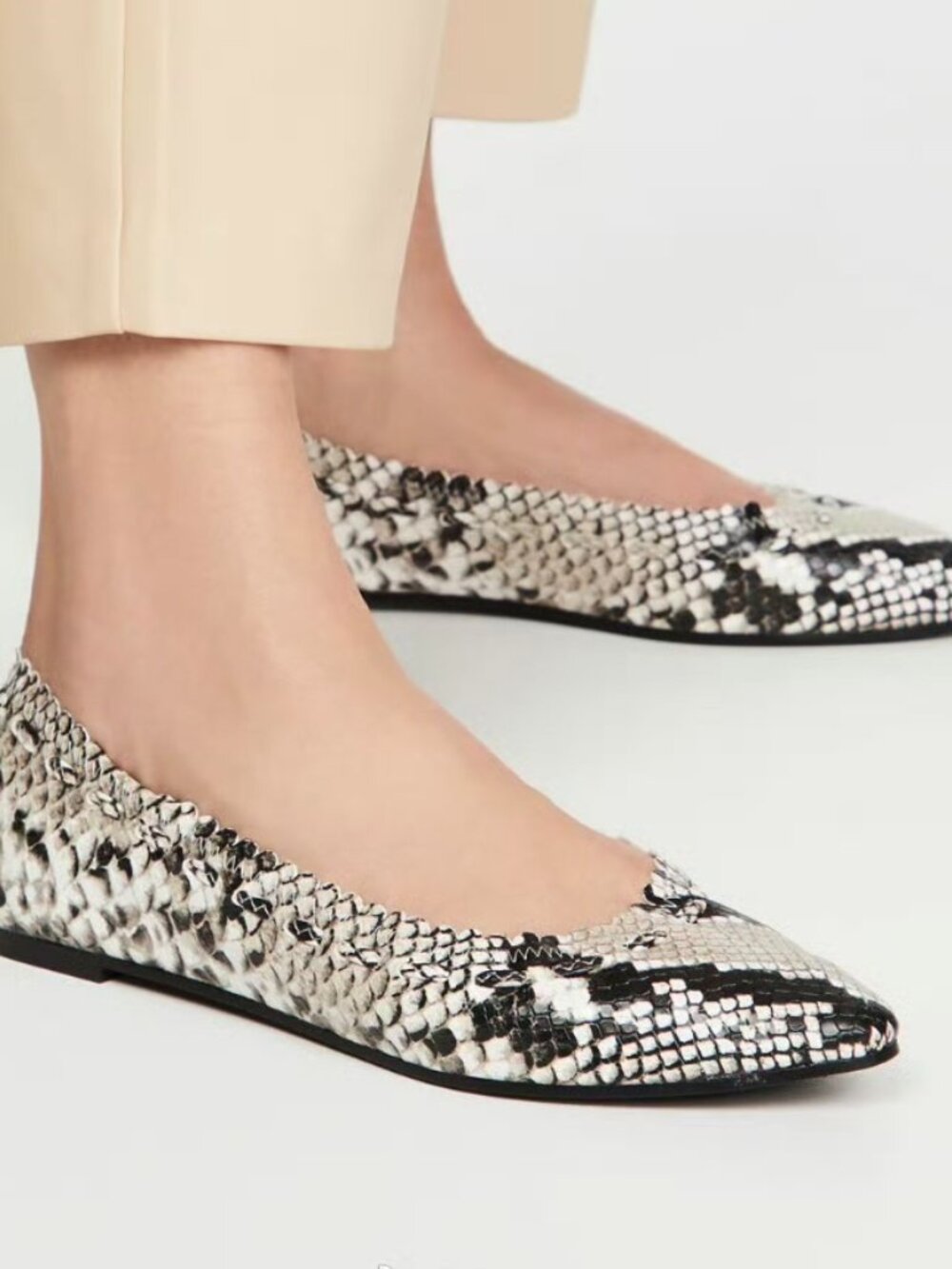 Python Grey ~ See By Chloe JANE Point Ballet Flats MSRP$315 Parisian Chic